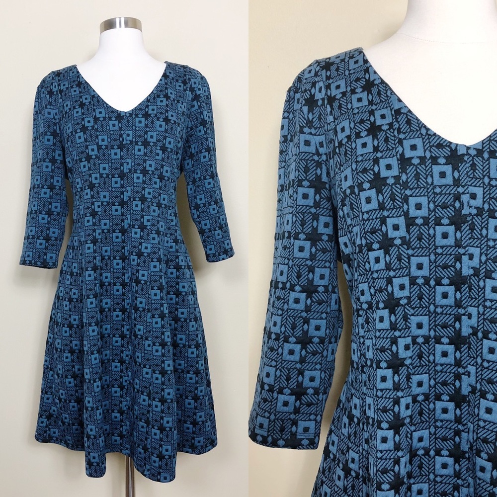TAYLOR Nordstrom Blue Geometric A Line Dress 12
